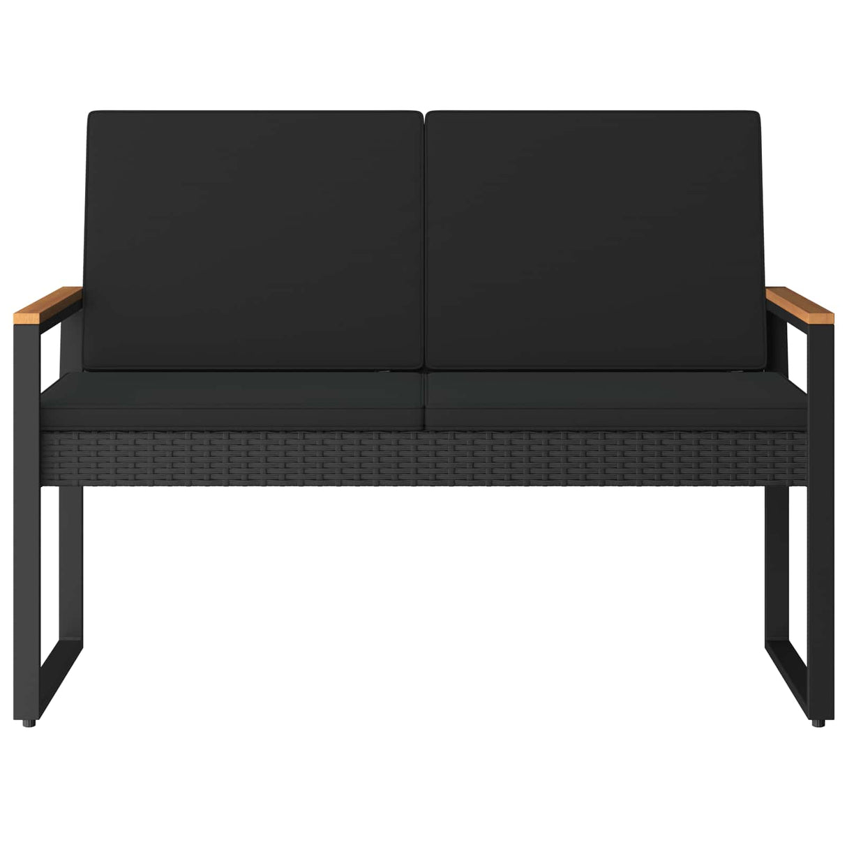 Outdoor Bench with Cushion Black 107 x 61 x 80 cm Poly Rattan