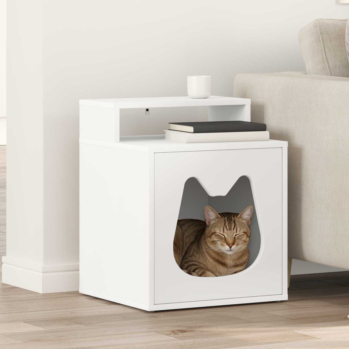 Cat House White 42.5 x 40 x 53.5 cm Engineered Wood