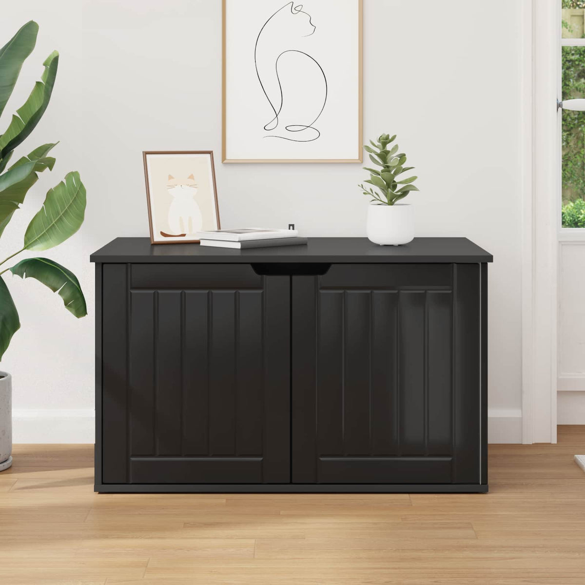 Cat House Black 85 x 55 x 50.5 cm Engineered Wood