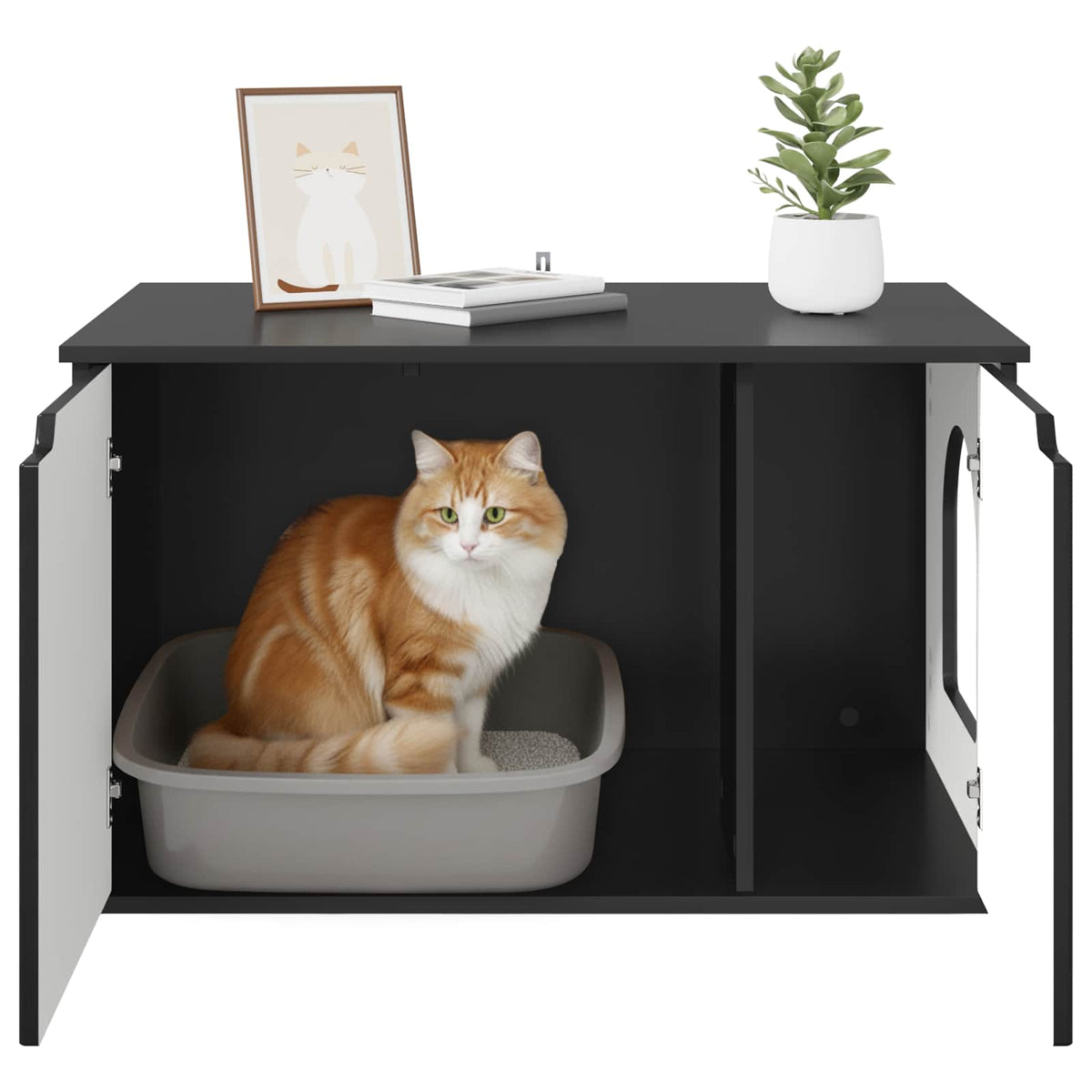 Cat House Black 85 x 55 x 50.5 cm Engineered Wood