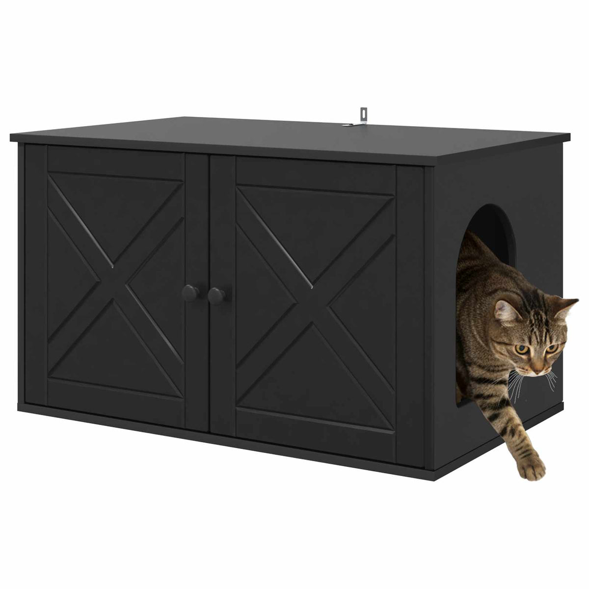 Cat House Black 85 x 55 x 50.5 cm Engineered Wood
