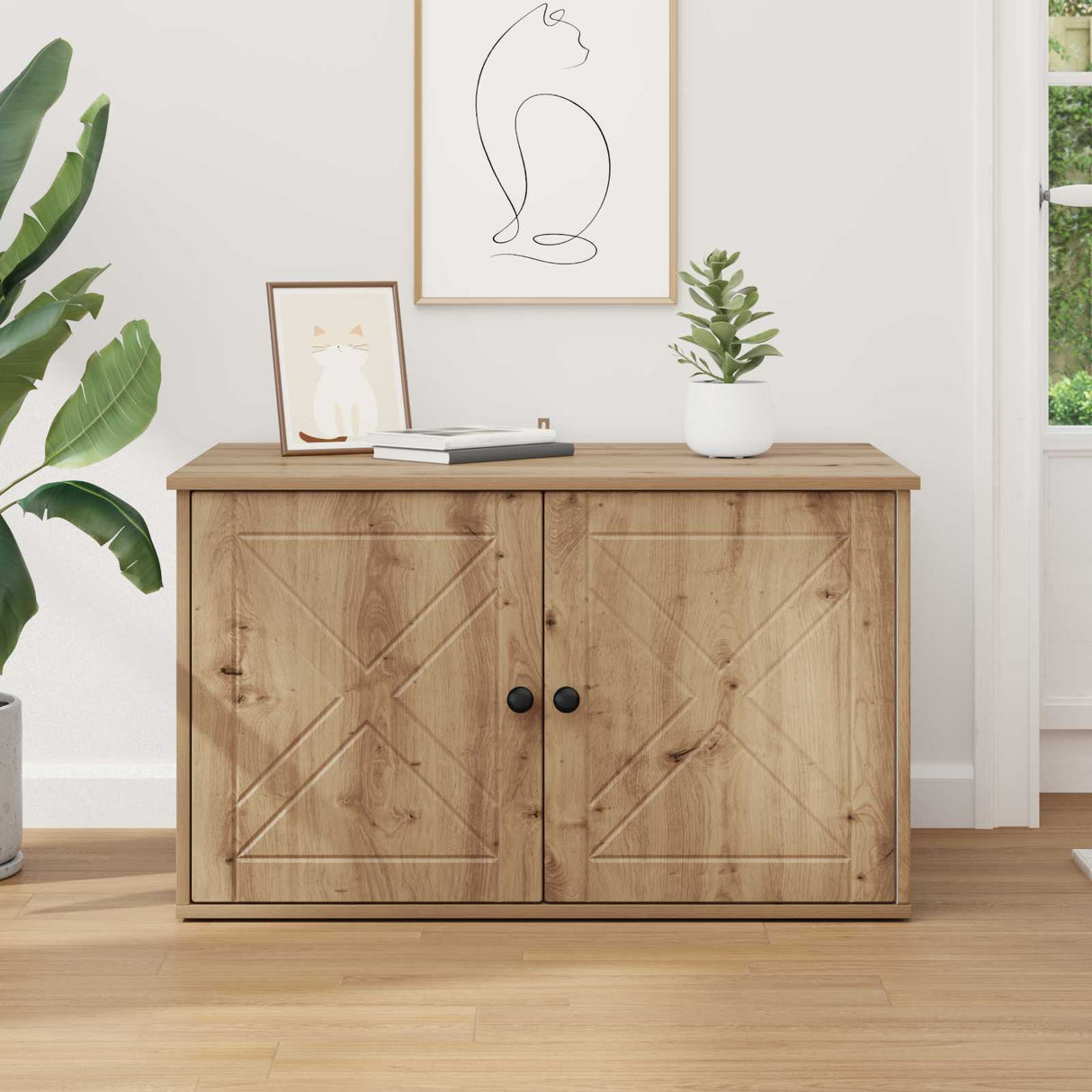 Cat House Artisian Oak 85 x 55 x 50.5 cm Engineered Wood
