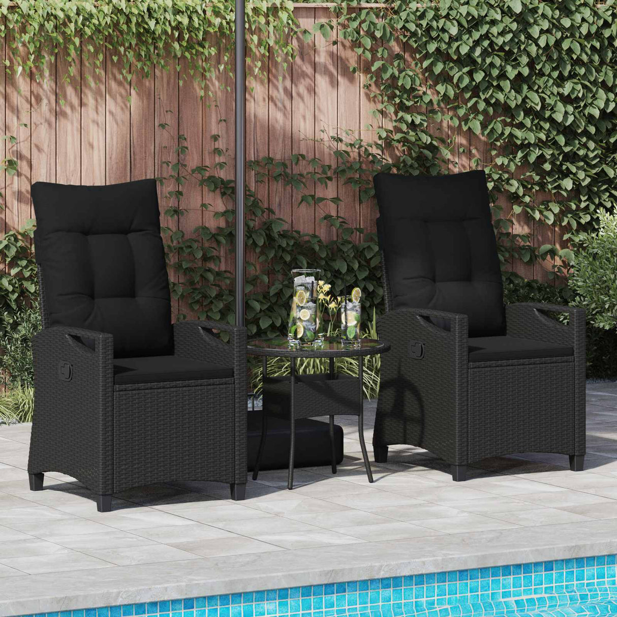 Garden Chair 2 pcs Black 56 x 64 x 94 cm Steel and Polyester