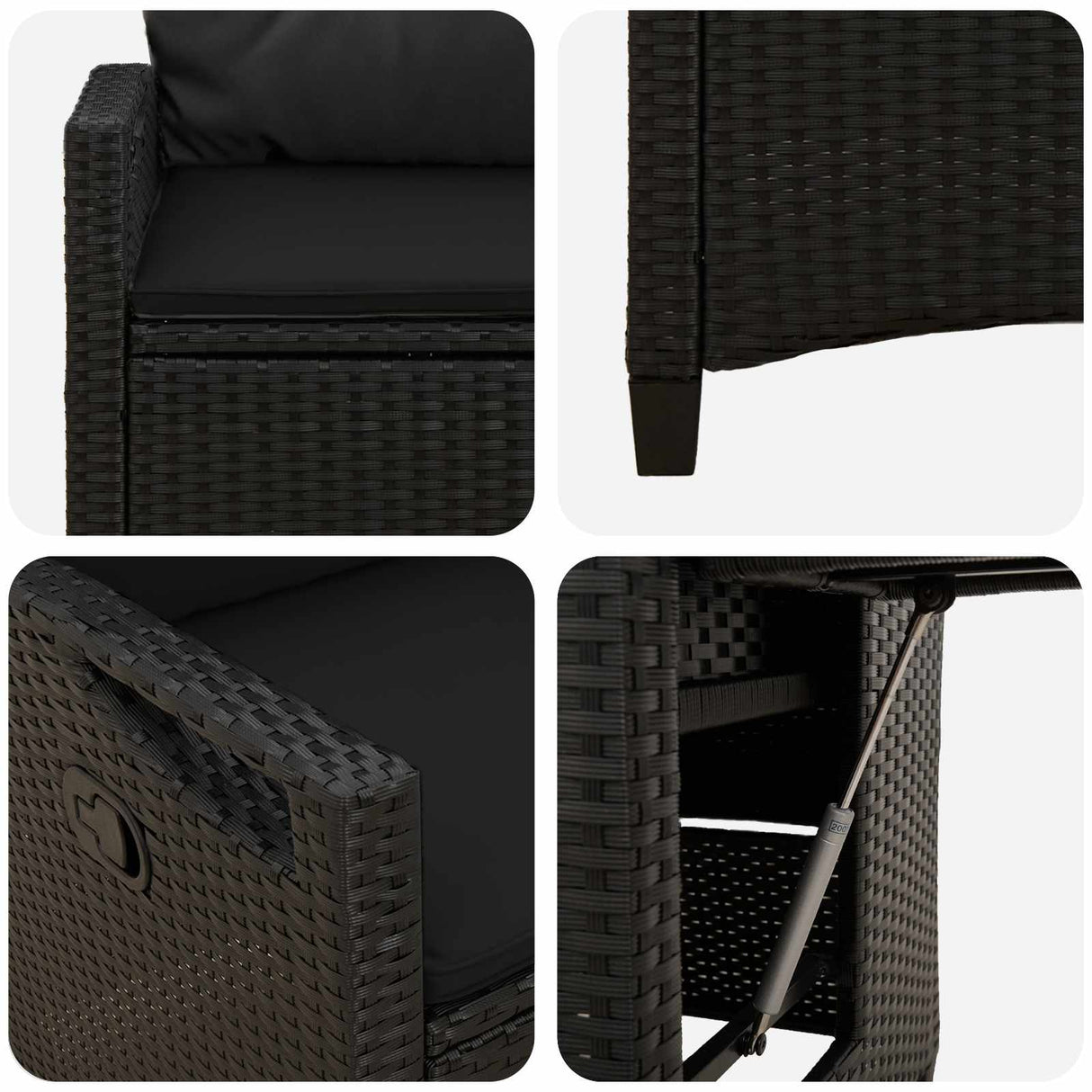 Reclining Garden Chair Black 56 x 60 x 112 cm Poly Rattan
