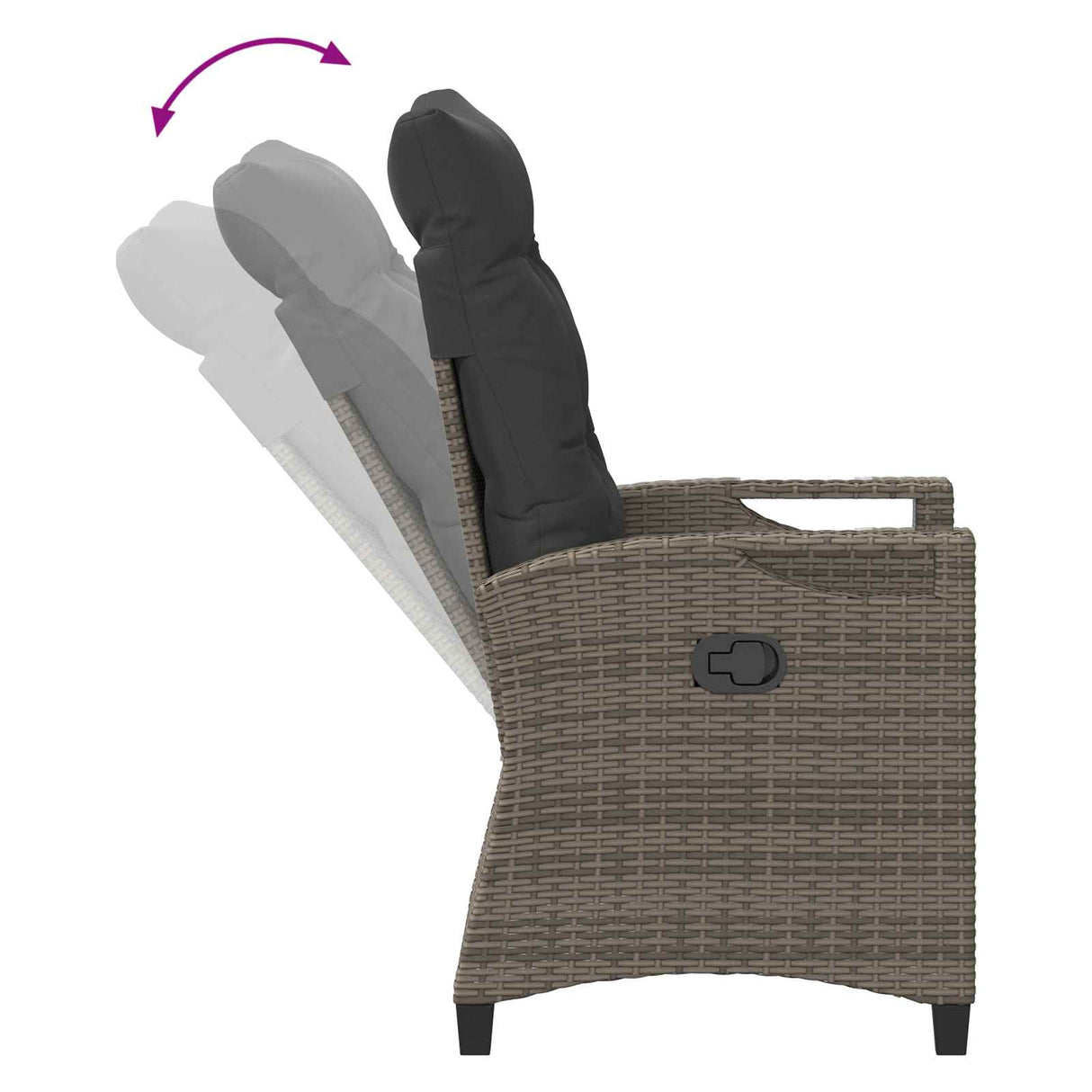 Reclining Garden Chair Grey and Dark Grey 56 x 60 x 112 cm