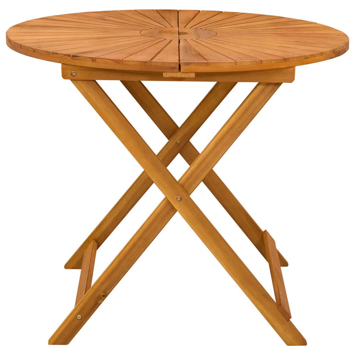 Folding Garden Table Natural Ø90 x 75 cm Solid Acacia Wood