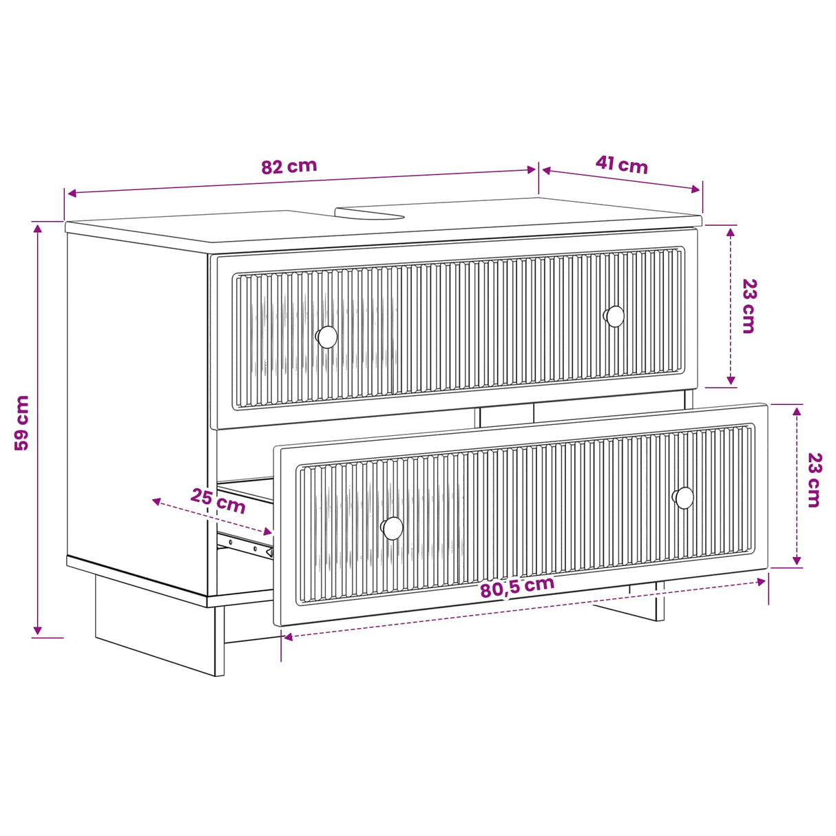Bathroom Sink Cabinet EDE White 82 x 41 x 59 cm Engineered Wood