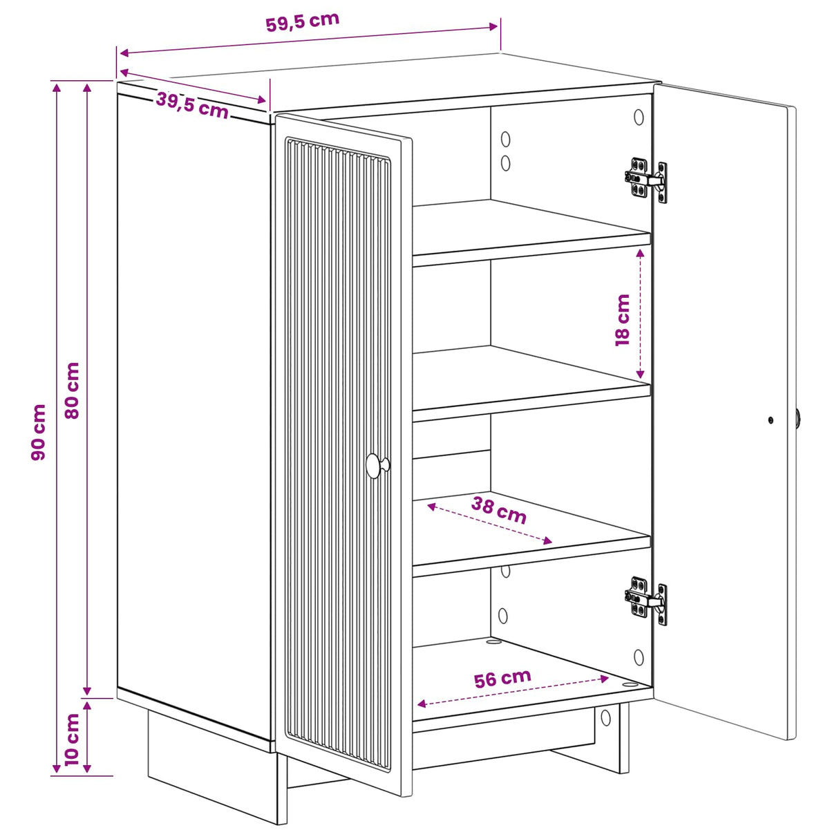 Shoe Cabinet EDE 59.5 x 39.5 x 90 cm Engineered Wood White