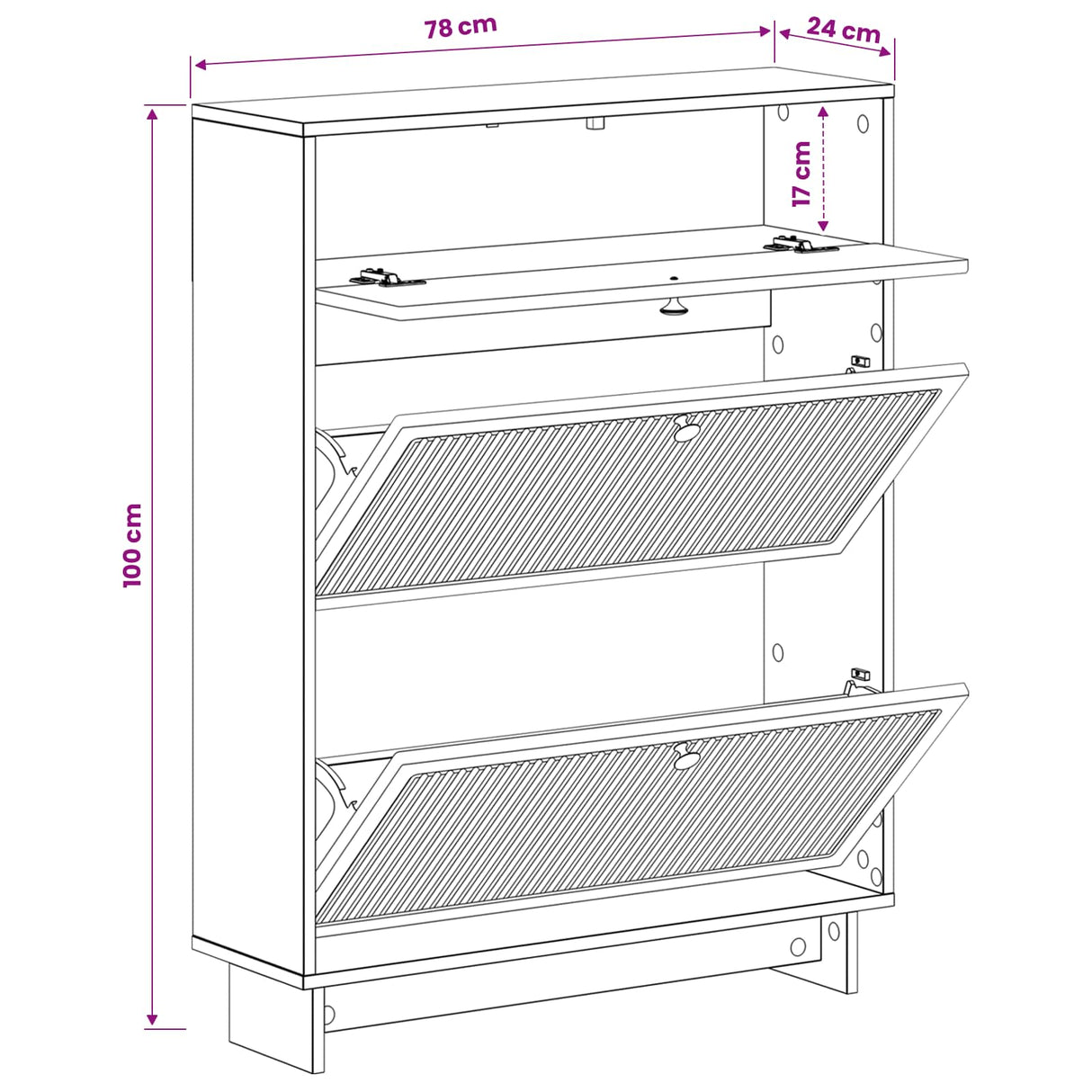 Shoe Cabinet EDE 78 x 24 x 103 cm Engineered Wood White