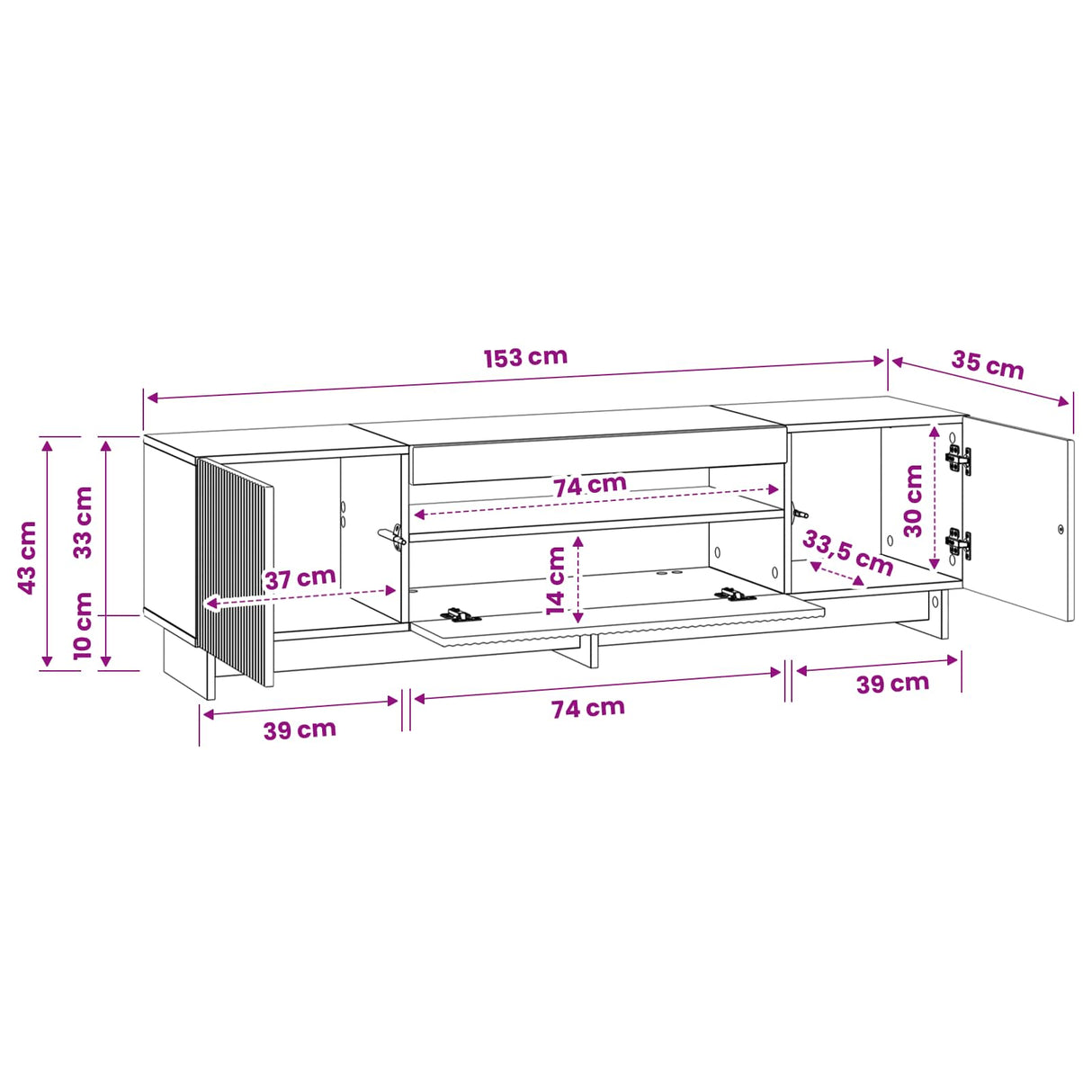 LED TV Cabinet White Engineered Wood