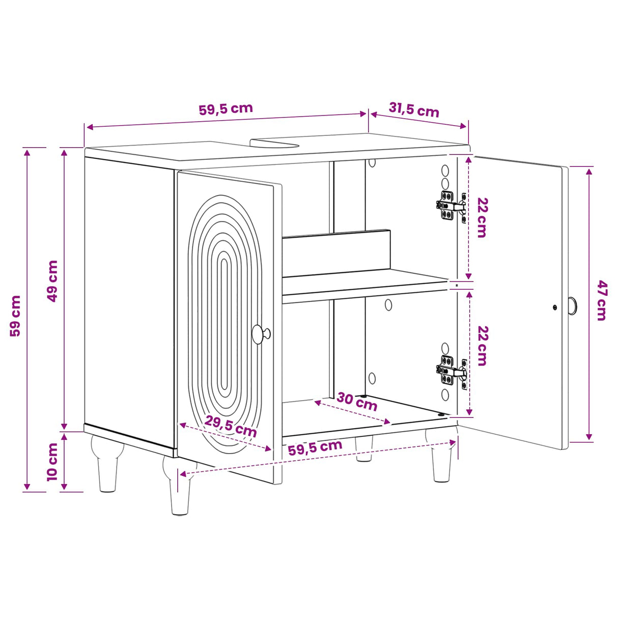 Bathroom Sink Cabinet ALKMAAR White 59.5 x 31.5 x 59 cm