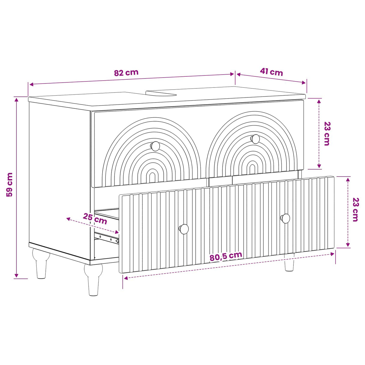 Bathroom Sink Cabinet ALKMAAR White 82 x 41 x 59 cm