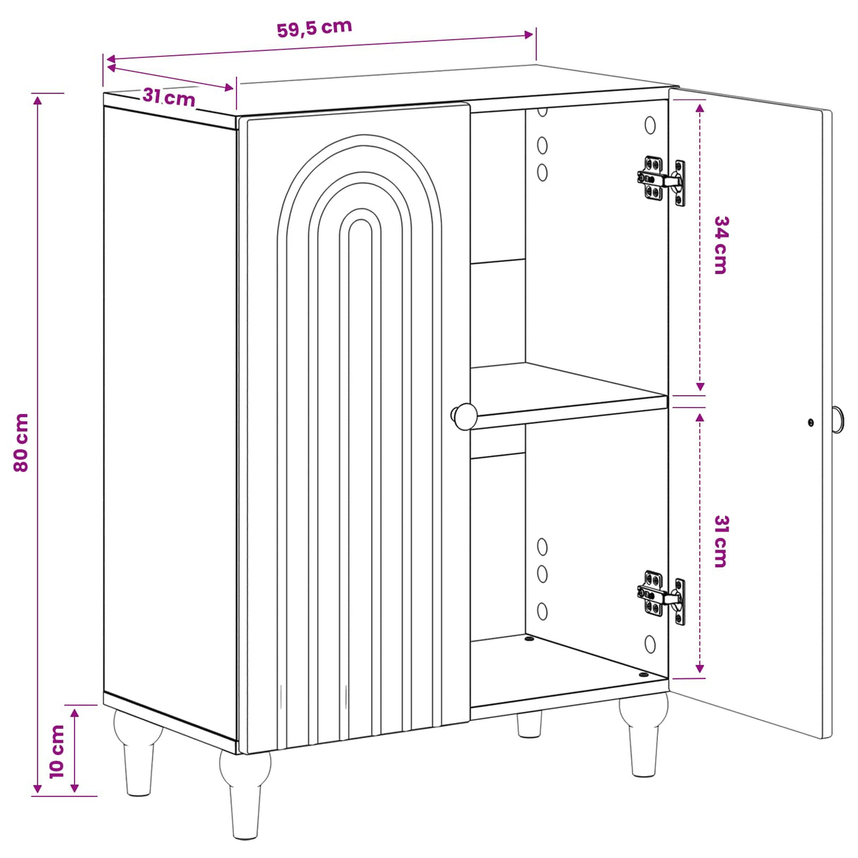 Bathroom Storage Cabinet ALKMAAR White 59.5 x 31 x 80 cm