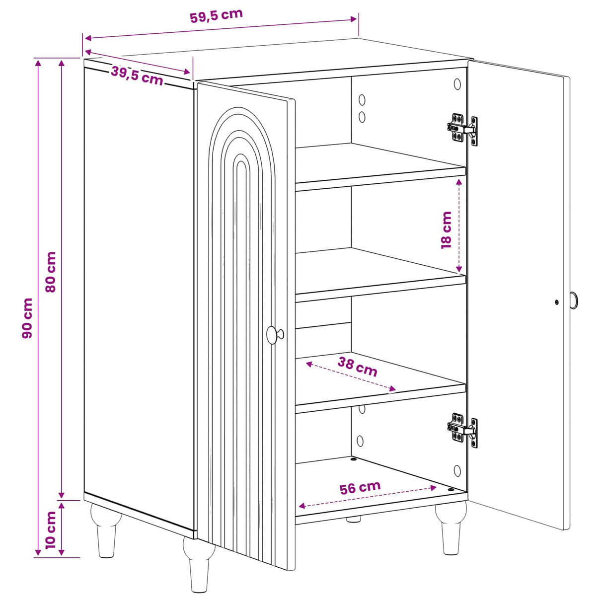 Shoe Cabinet ALKMAAR 59.5 x 39.5 x 90 cm Engineered Wood White
