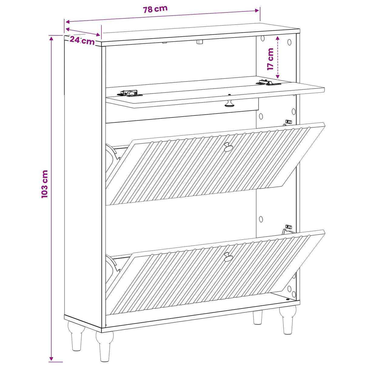 Shoe Cabinet ALKMAAR 78 x 24 x 103 cm Engineered Wood White