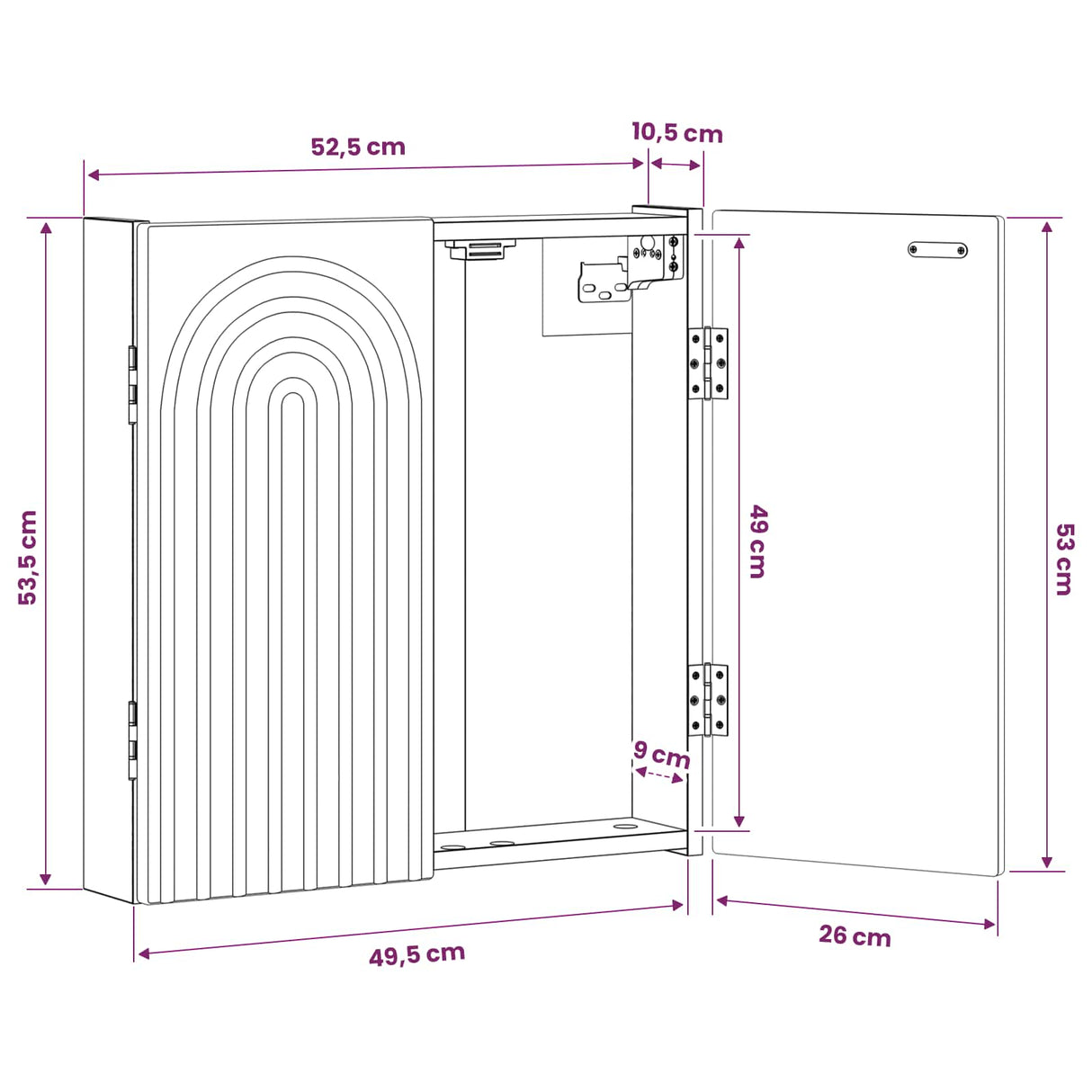 Dartboard Cabinet ALKMAAR White 52.5 x 10.5 x 53.5 cm