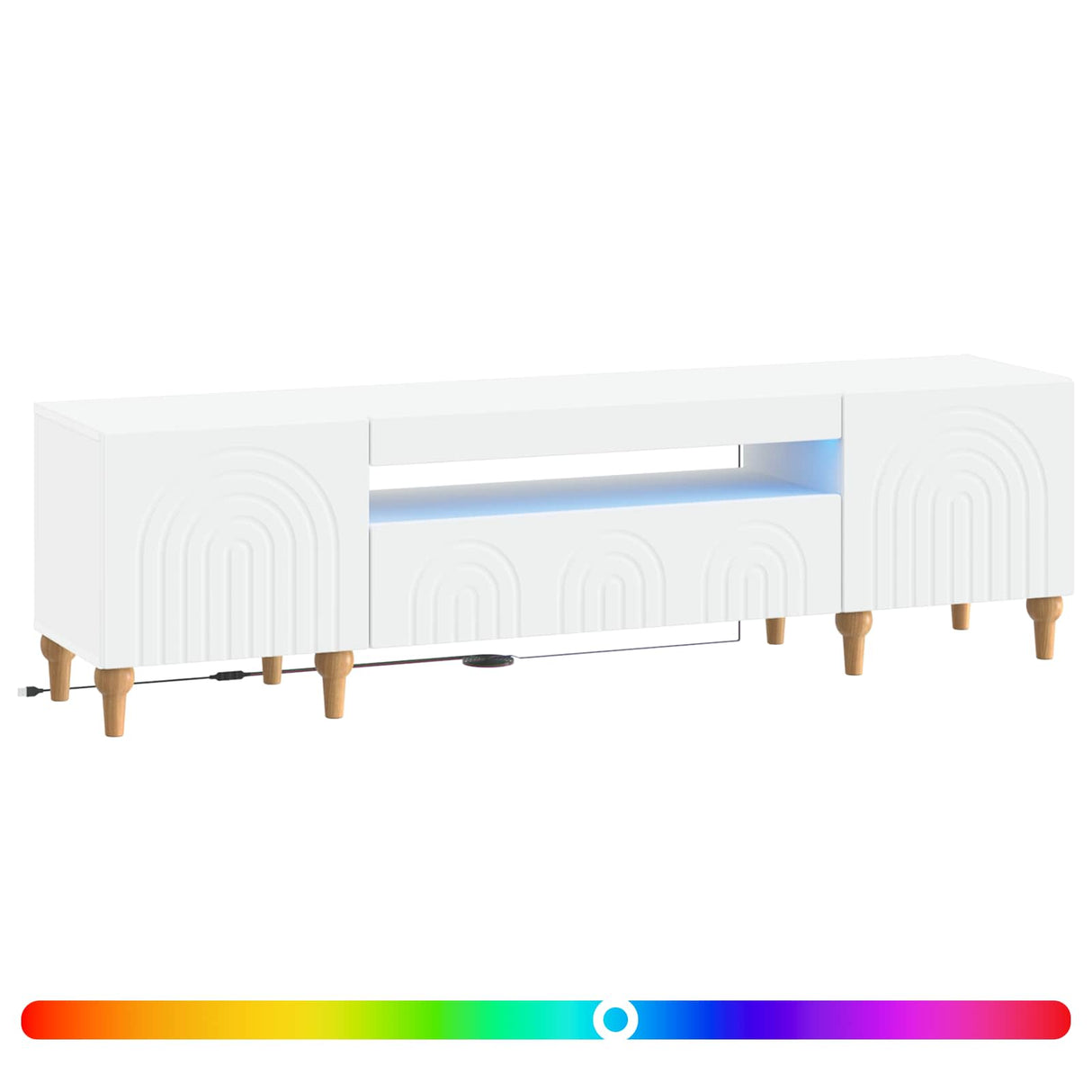 LED TV Cabinet ALKMAAR 153 x 35 x 43 cm White Engineered Wood