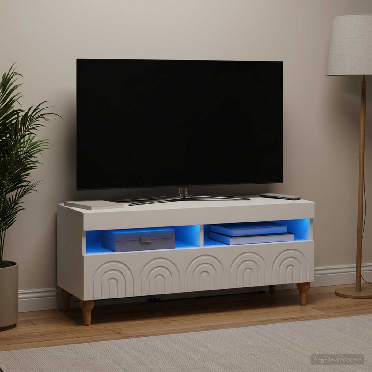 LED TV Cabinet ALKMAAR 100 x 35 x 43 cm White Engineered Wood