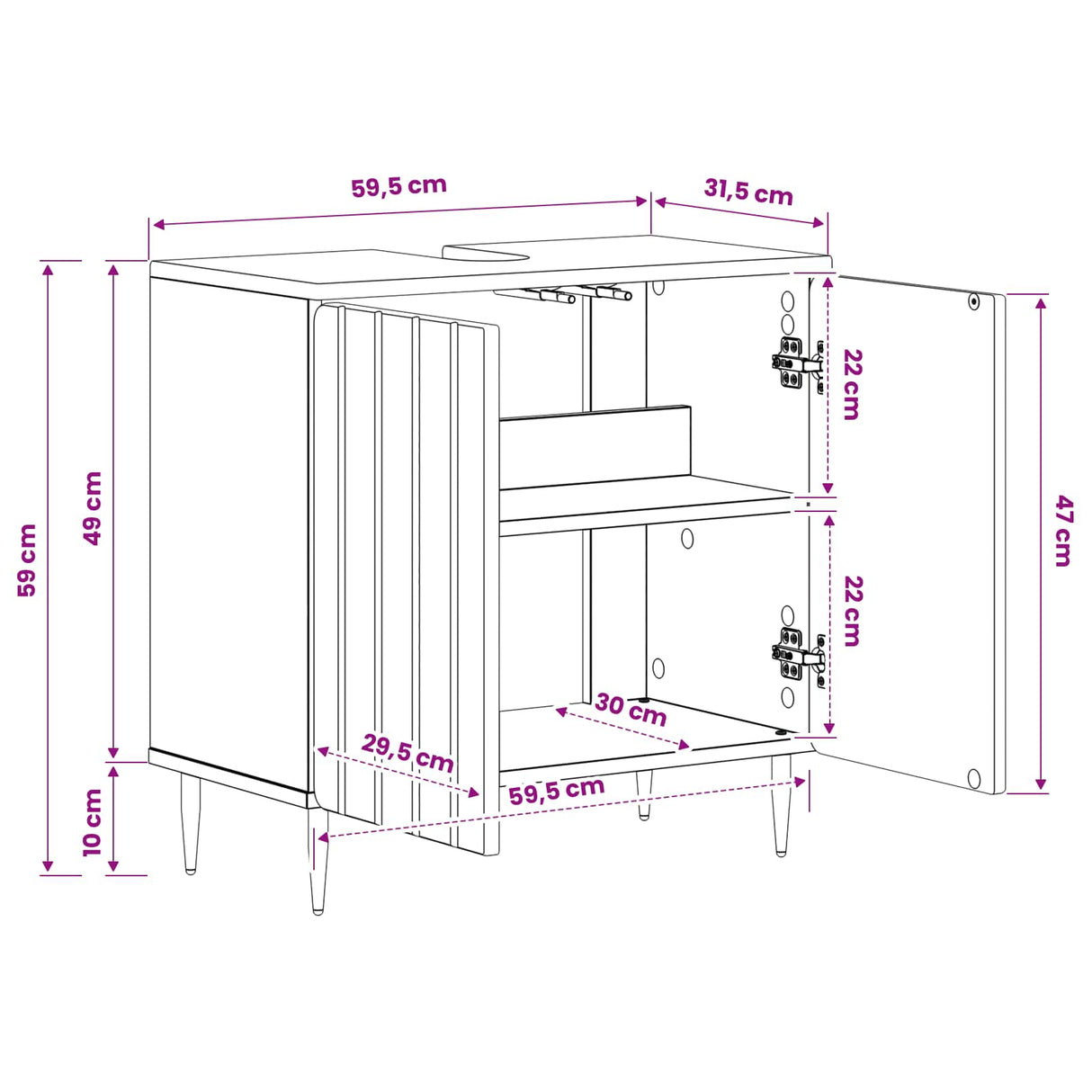 Bathroom Sink Cabinet ZWOLLE White 59.5 x 31.5 x 59 cm