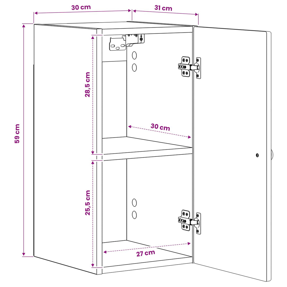 Bathroom Wall Cabinet ZWOLLE White 30 x 31 x 63 cm