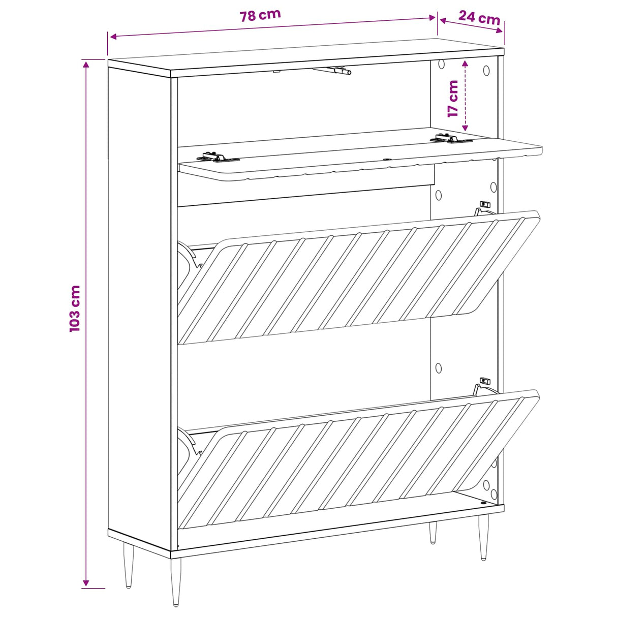 Shoe Cabinet ZWOLLE 78 x 24 x 103 cm Engineered Wood White