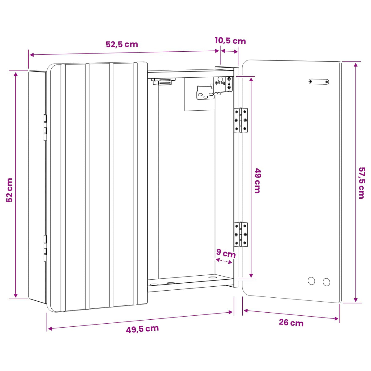Dartboard Cabinet ZWOLLE White 52.5 x 10.5 x 57.5 cm