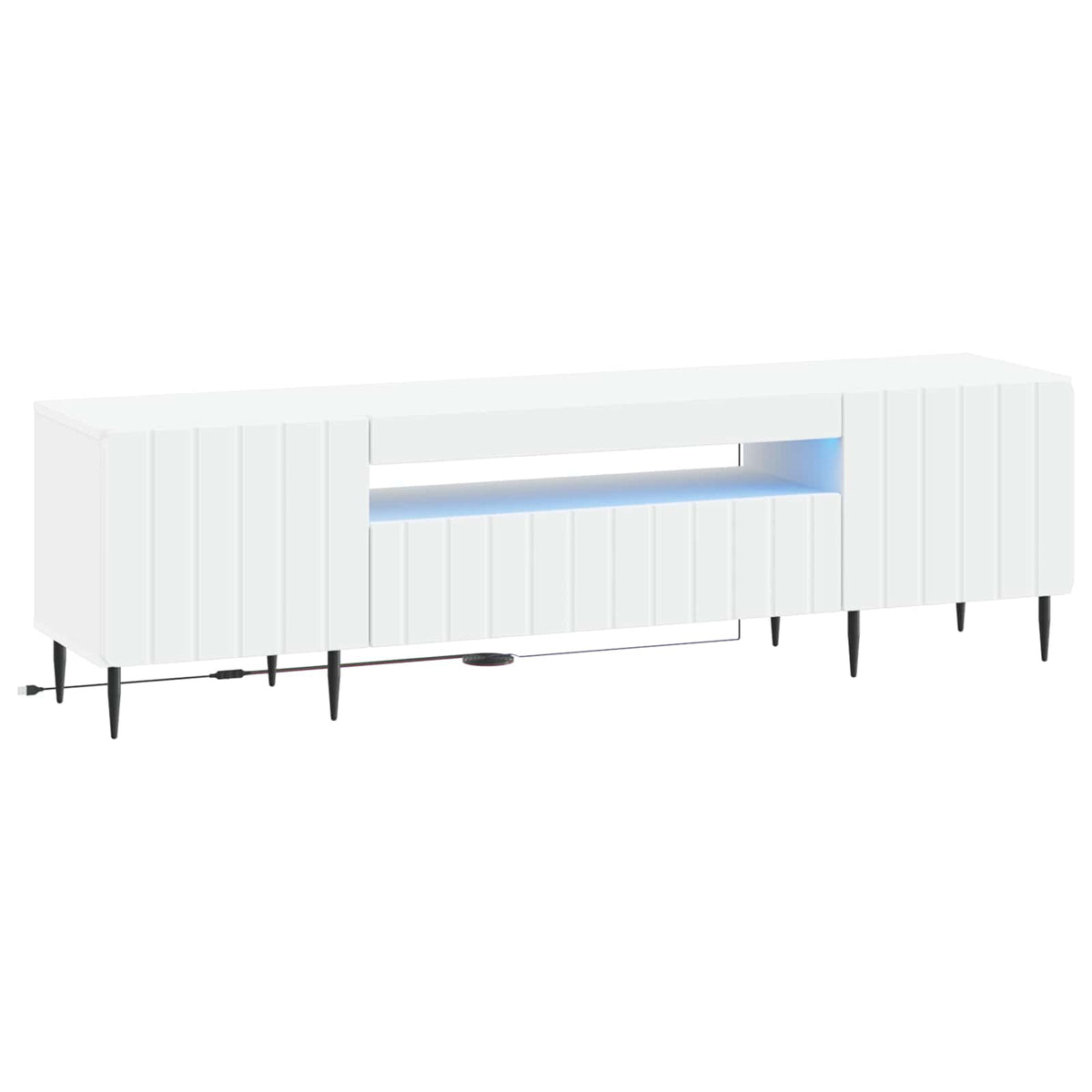 LED TV Cabinet ZWOLLE 153 x 35 x 43 cm White Engineered Wood