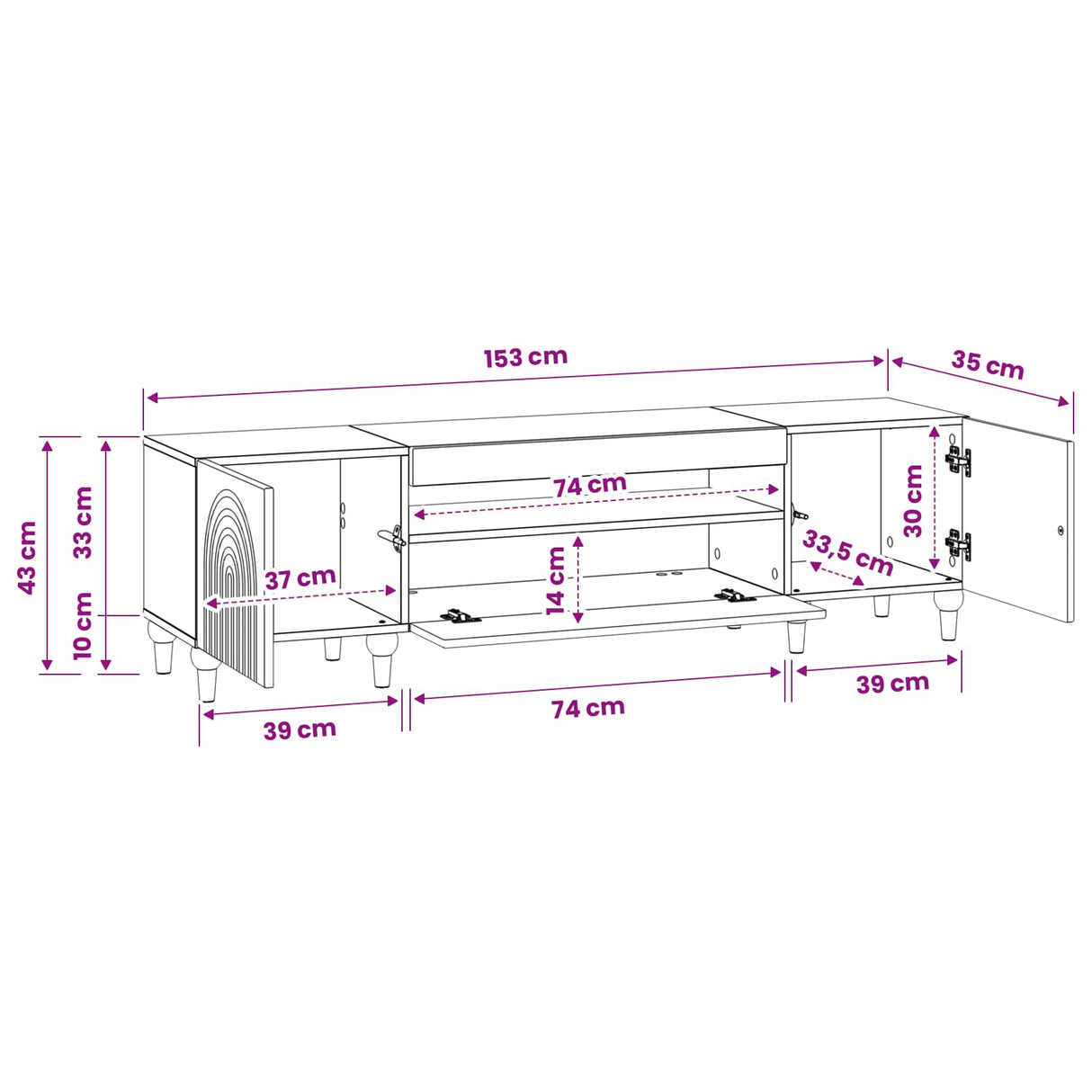 LED TV Cabinet White Engineered Wood