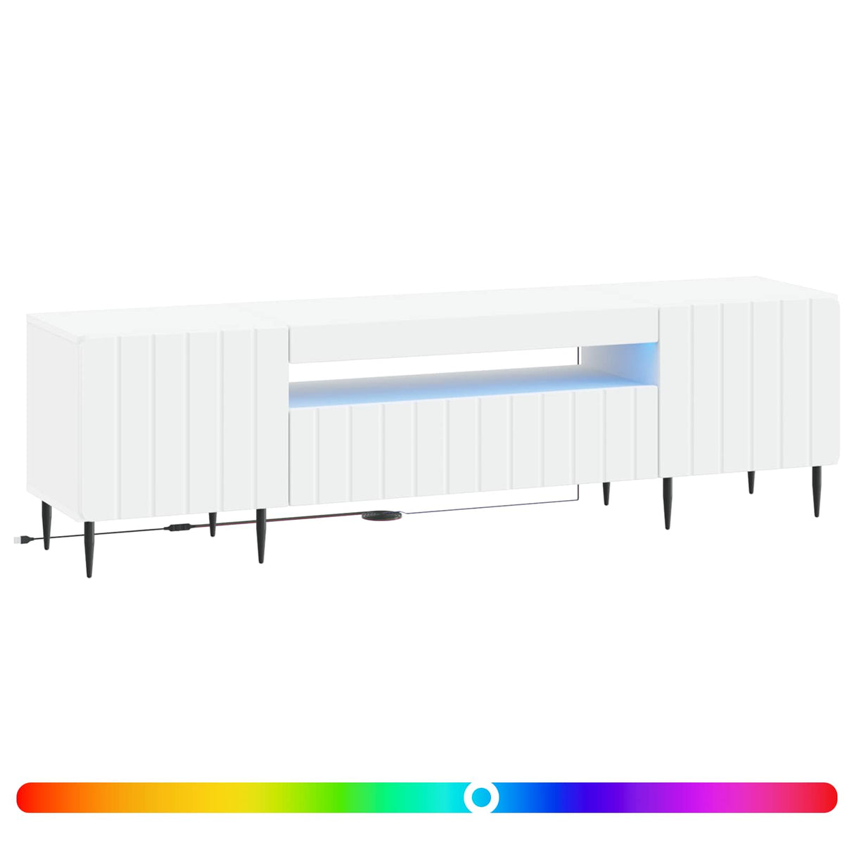 LED TV Cabinet ZWOLLE 153 x 35 x 43 cm White Engineered Wood