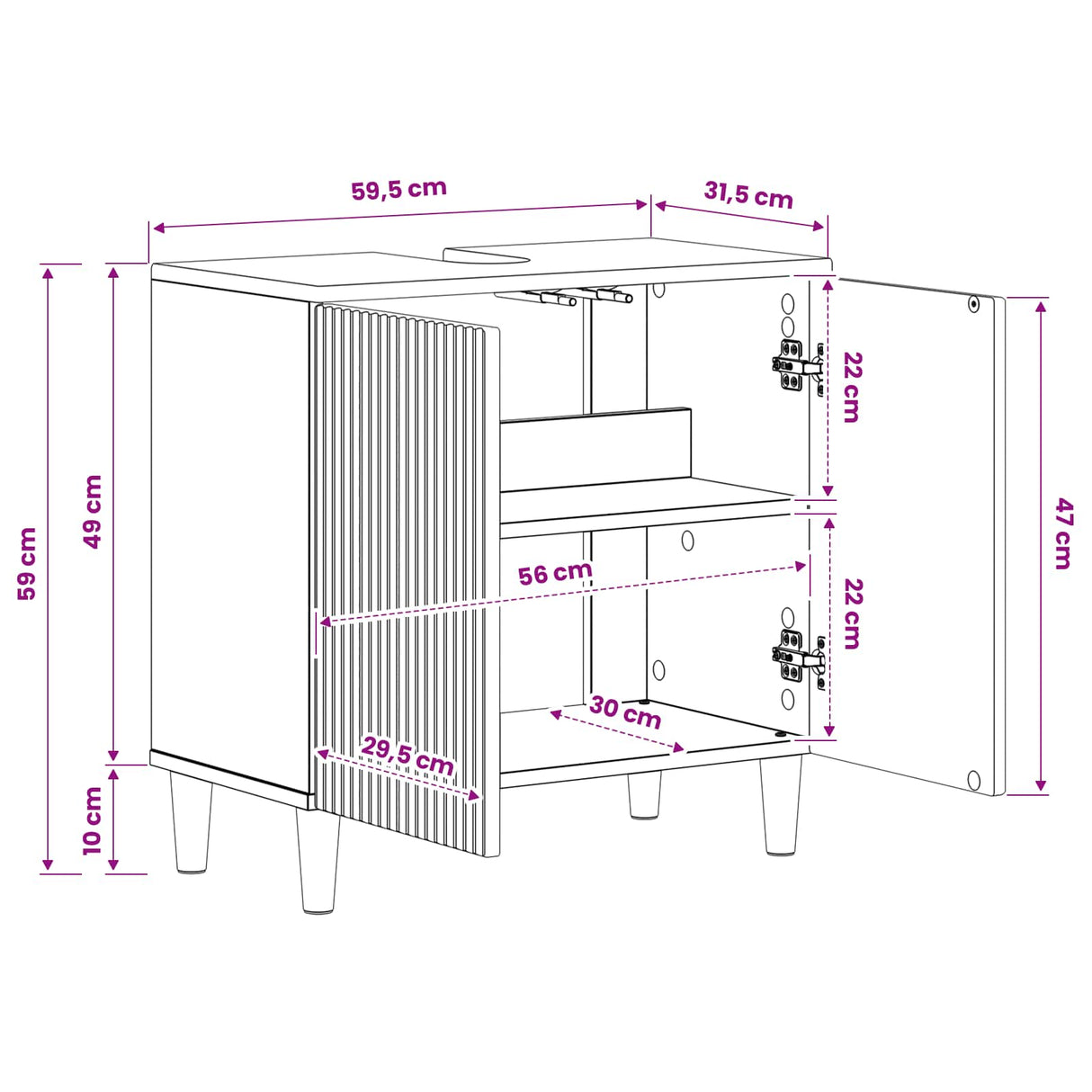 Bathroom Sink Cabinet ARNHEM White 59.5 x 31.5 x 59 cm