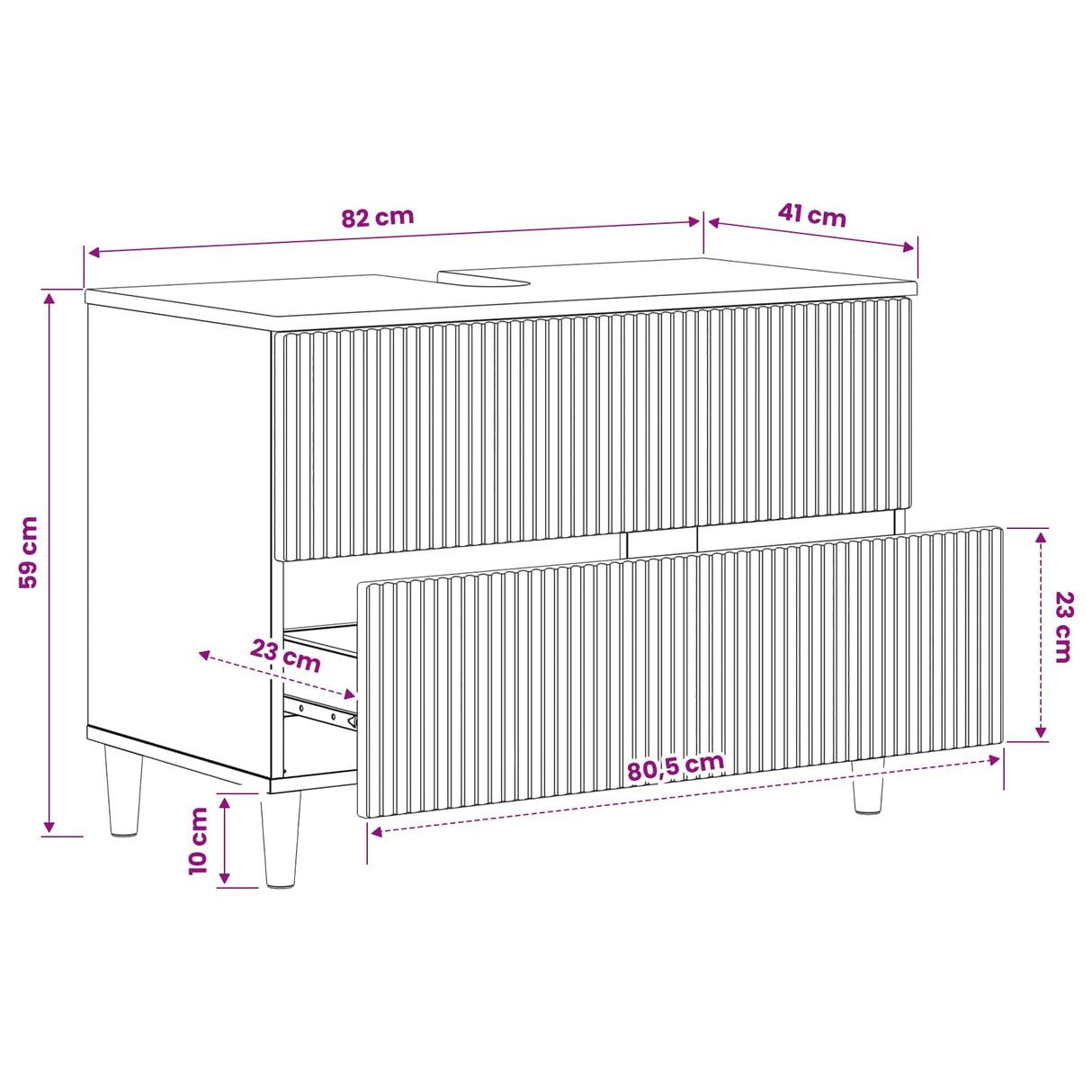 Bathroom Sink Cabinet ARNHEM White 82 x 41 x 59 cm