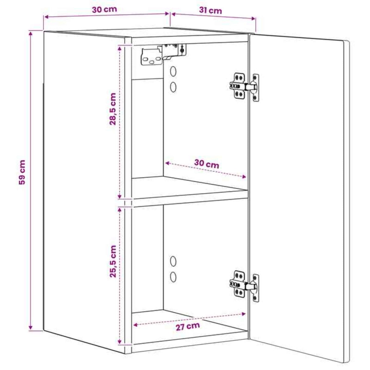 Bathroom Wall Cabinet ARNHEM White 30 x 31 x 59 cm