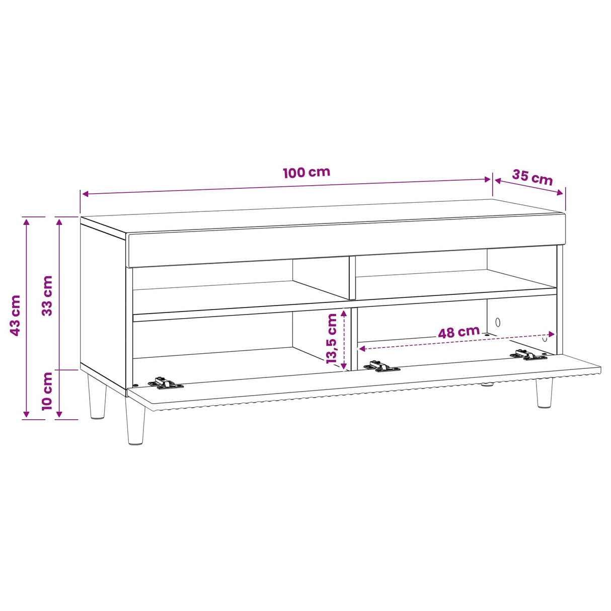LED TV Cabinet White Engineered Wood