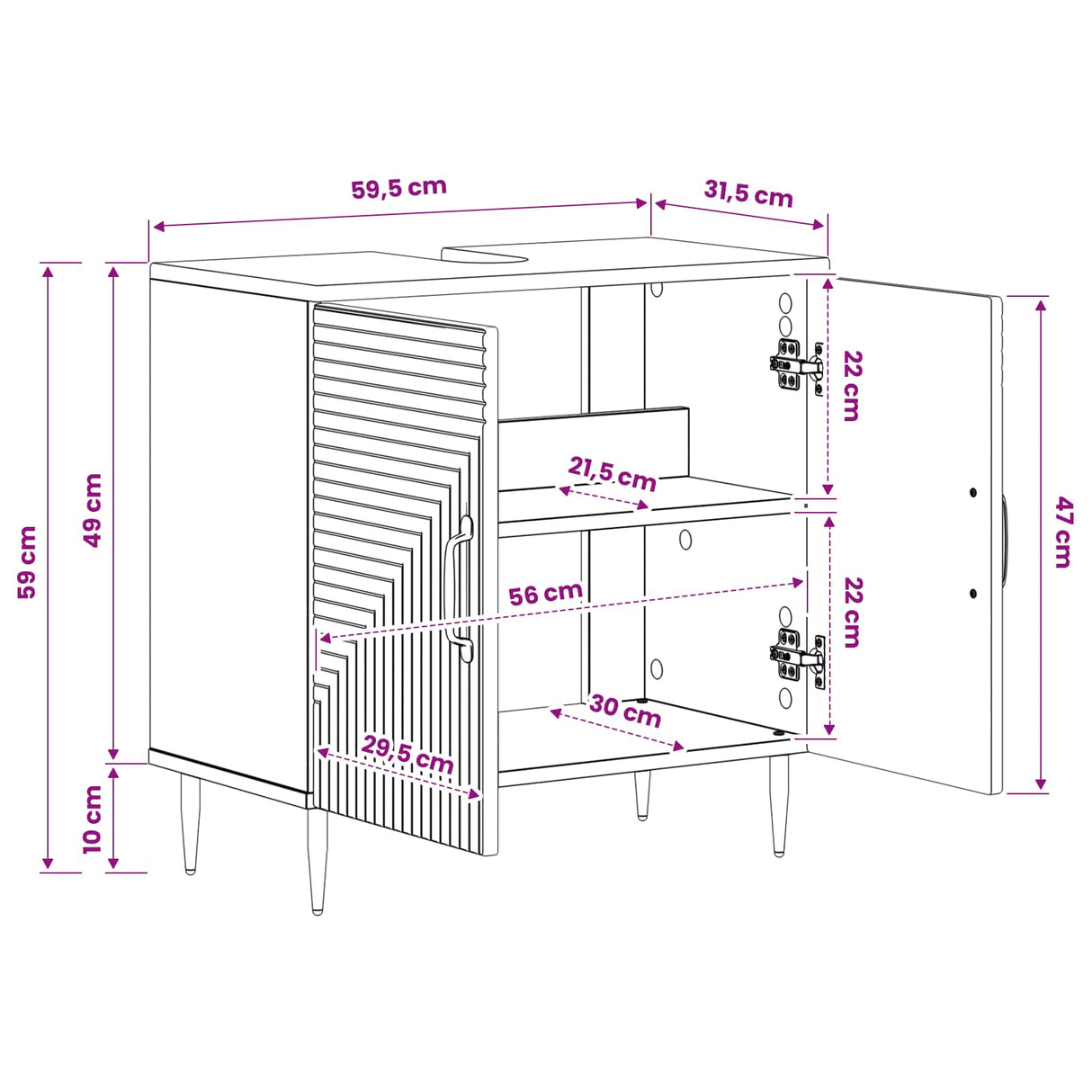 Bathroom Sink Cabinet HAARLEM White 59.5 x 31.5 x 59 cm