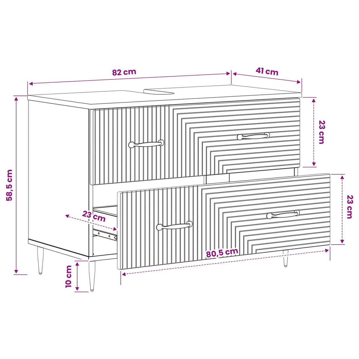 Bathroom Sink Cabinet HAARLEM White 82 x 41 x 58.5 cm