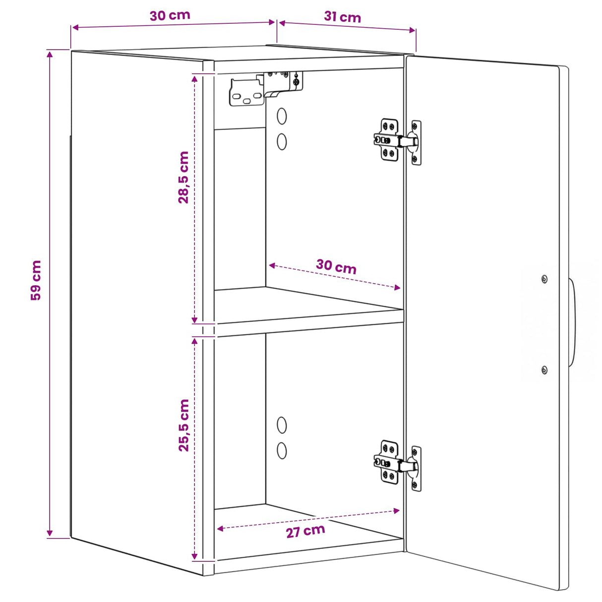 Bathroom Wall Cabinet HAARLEM White 30 x 31 x 59 cm
