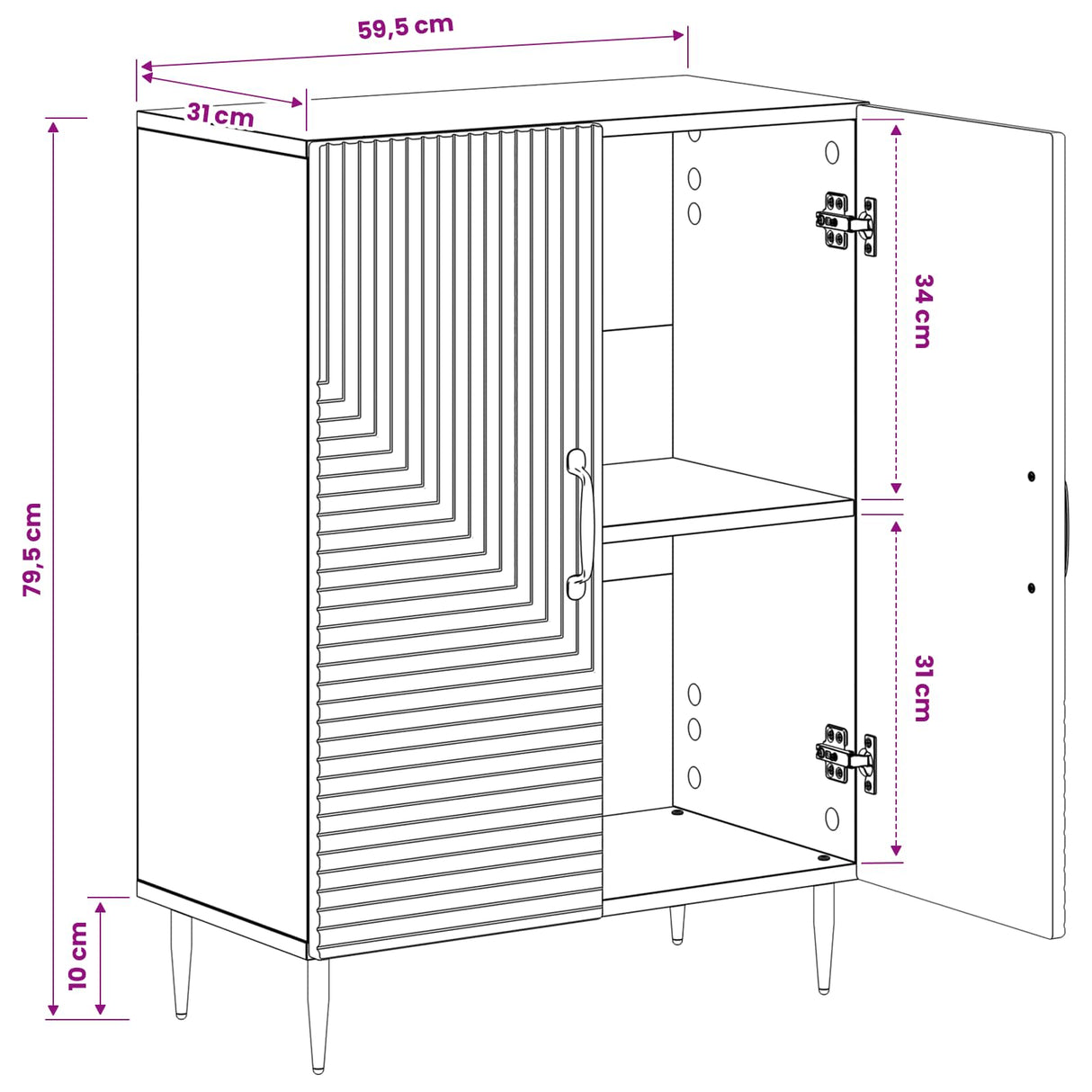 Bathroom Storage Cabinet HAARLEM White 59.5 x 31 x 80 cm