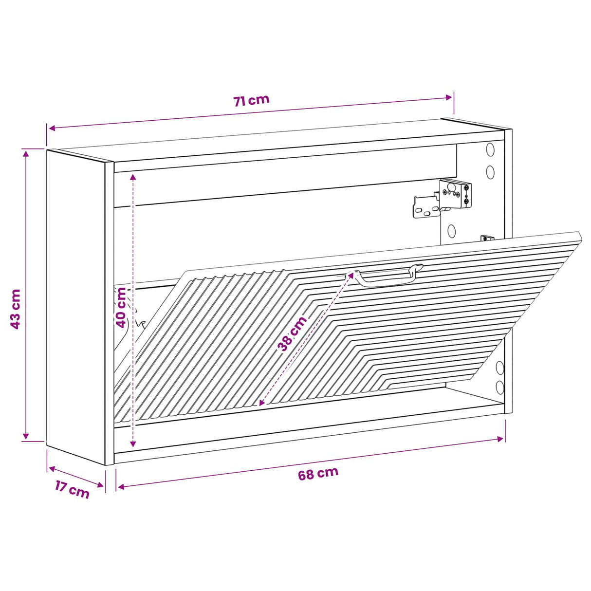 Wall-Mounted Shoe Cabinet HAARLEM 71 x 17 x 43 cm White