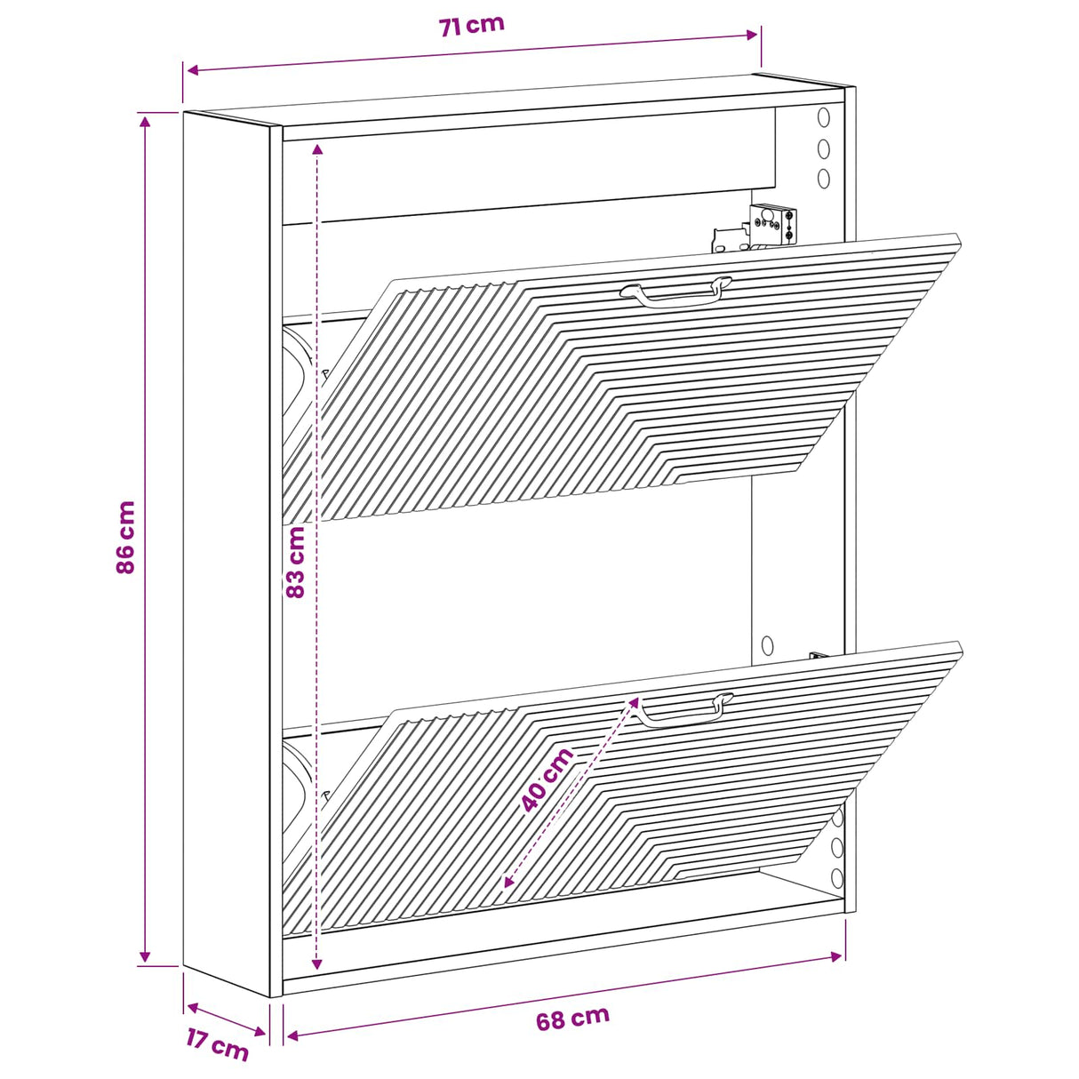 Wall-Mounted Shoe Cabinet HAARLEM 71 x 17 x 86 cm White