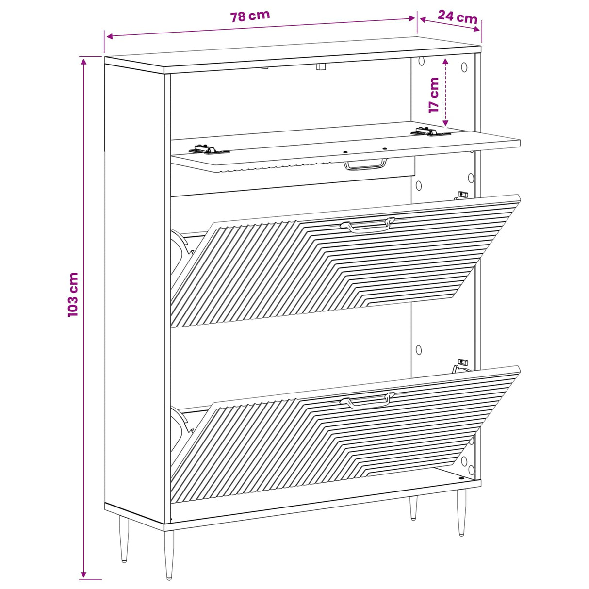Shoe Cabinet HAARLEM 78 x 24 x 103 cm Engineered Wood White