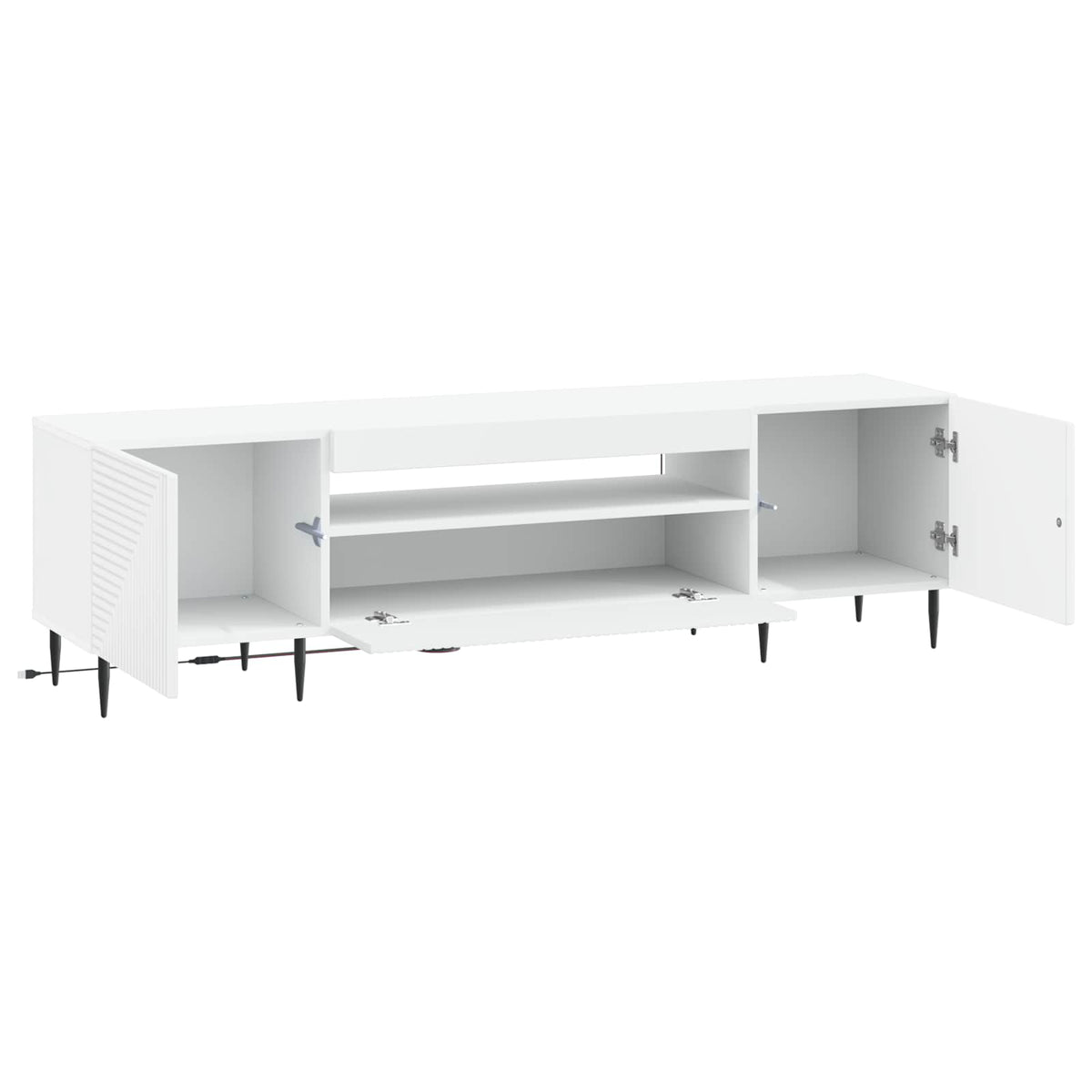 LED TV Cabinet HAARLEM 153 x 35 x 43 cm White Engineered Wood
