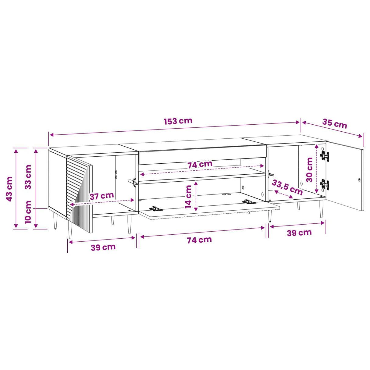 LED TV Cabinet White Engineered Wood