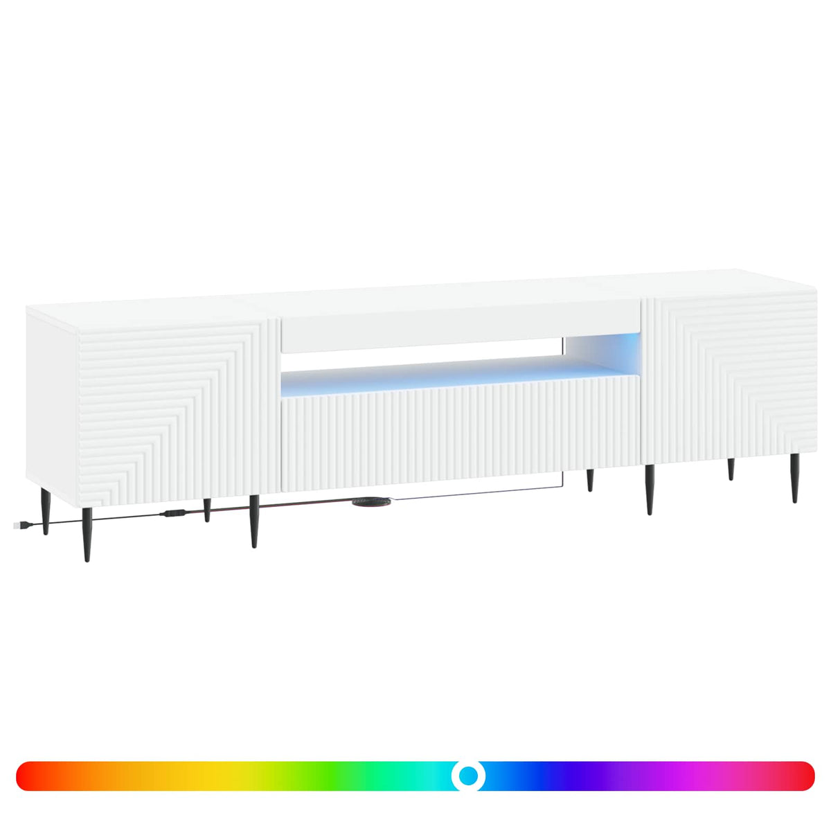 LED TV Cabinet HAARLEM 153 x 35 x 43 cm White Engineered Wood