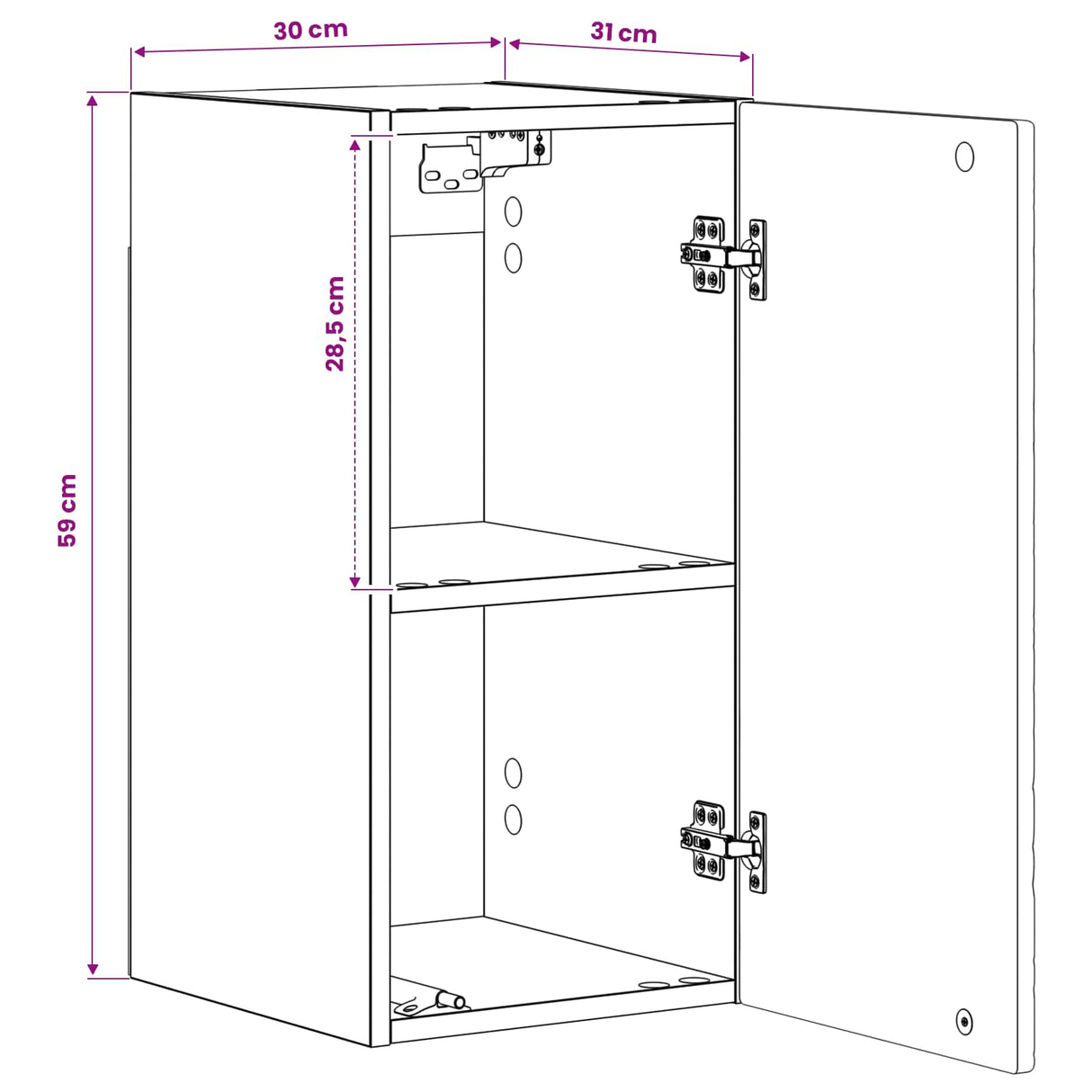 Bathroom Wall Cabinet DELFT White 30 x 31 x 59 cm