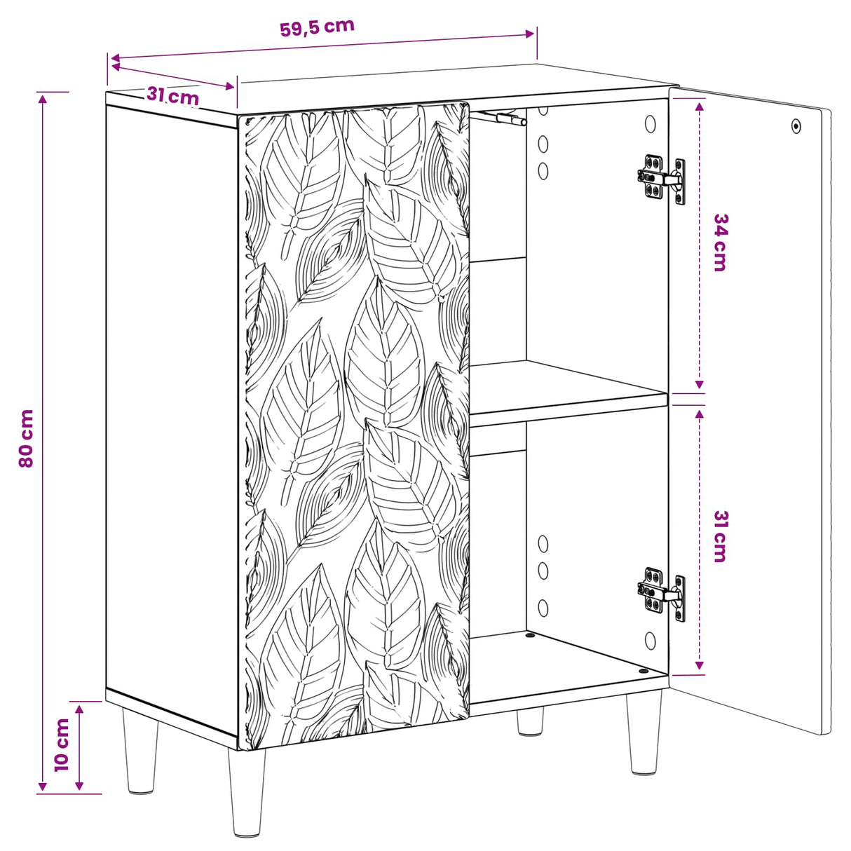 Bathroom Storage Cabinet DELFT White 59.5 x 31 x 80 cm