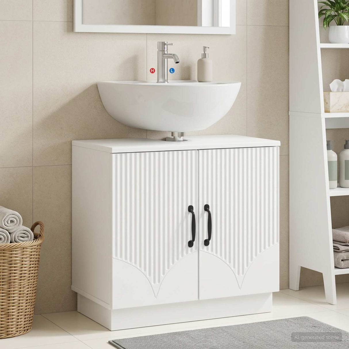Bathroom Sink Cabinet HOORN White 59.5 x 31.5 x 56 cm