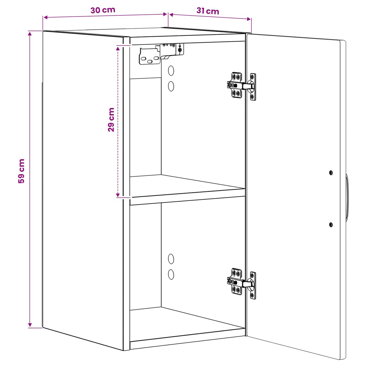 Bathroom Wall Cabinet HOORN White 30 x 31 x 59 cm