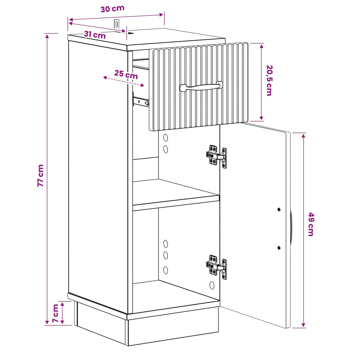 Bathroom Storage Cabinet HOORN White 30 x 31 x 77 cm
