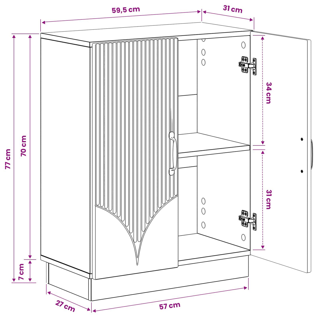 Bathroom Storage Cabinet HOORN White 59.5 x 31 x 77 cm