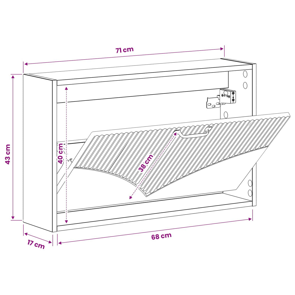 Wall-Mounted Shoe Cabinet HOORN 71 x 17 x 43 cm Engineered Wood